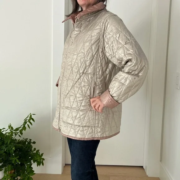 LINDA LUNDSTROM Vintage Reversible Zip Front Quilted Jacket Hip Length Casual - Picture 5 of 16